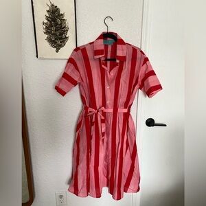 Judith Lacroix Striped Red and Pink Shirt Dress